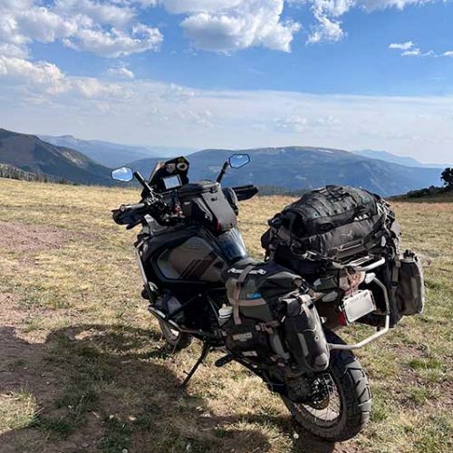 adv motorcycle on side